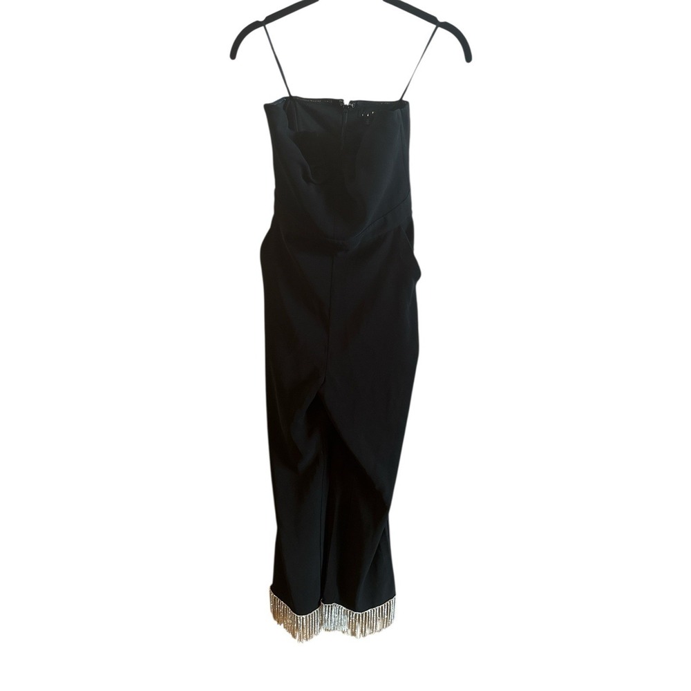 NBD Black Bustier Jumpsuit Woman's Extra‎ Small Dangling Sequin Hems Party Club